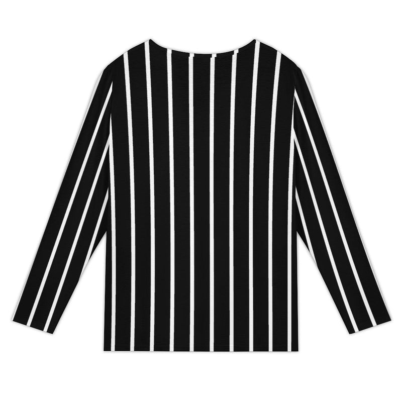 Women&#039;s Asymmetrical Neck Button-Up Shirt Long sleeved T-shirt