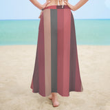 striped hibiscus print 3C Women's Long Knot Side Cover Up