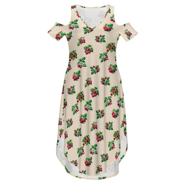 Cold Shoulder Long Split Dress with Pocket Dress