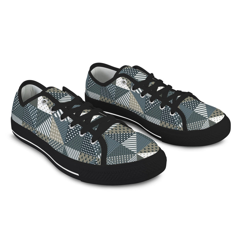 xmas split tone patchwork print Seattle Low Top Women's Shoes (Model 1013-6)