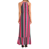 Ruffle Hem Halter Neck Maxi Dress