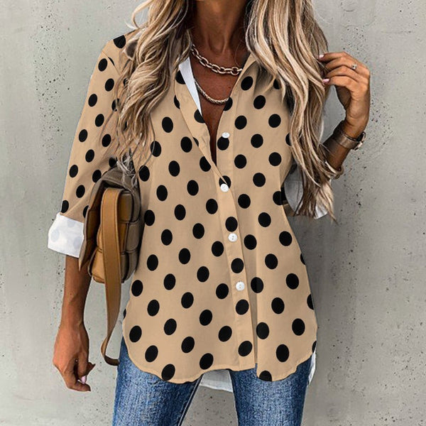 Cropped hem shirt Long Sleeve Blouse (B648)