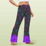 cat paw print 2B High Waist Crossover Tummy Control Flare Leggings