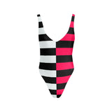 black solid print skirt Sexy Low Back One-Piece Swimsuit (Model S09)