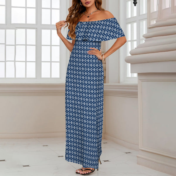 Peacefully Posh Women's Off Shoulder Ruffle Boat Neck Dress