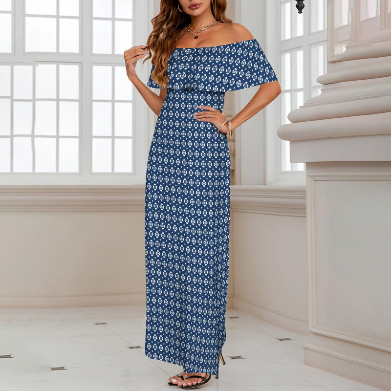 Peacefully Posh Women's Off Shoulder Ruffle Boat Neck Dress