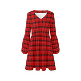 patchwork print xmas 4 V-Neck Loose Fit Dress (Model D62)