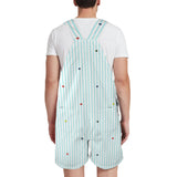 fuchsia rose emerald green greek key print 4 Unisex Shorts Suspender Jumpsuit (Model L78)