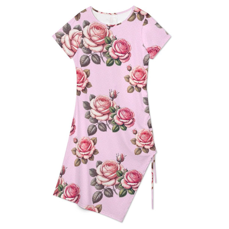 Drawstring Slit Hem Dress Split Dress