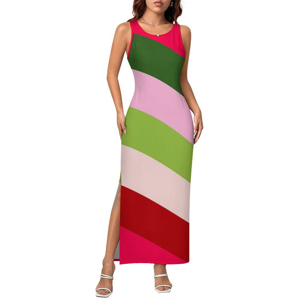 Sleeveless Bodycon Side Slit Long Dress Split cheongsam