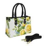 yellow rose print 4 PU Leather Handbag-Small (Model 1747)