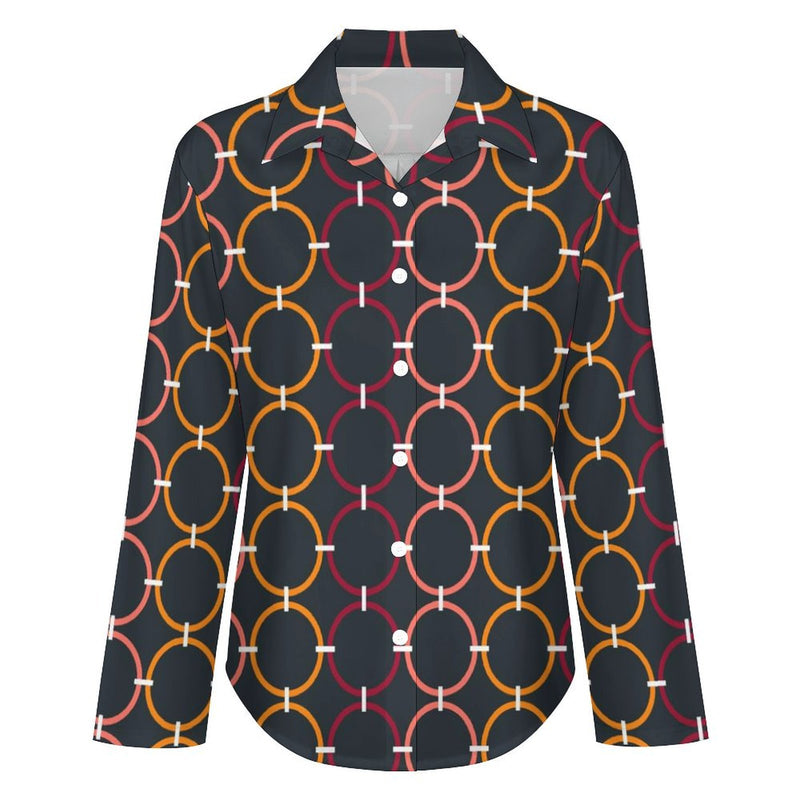 Long Sleeve Blouse (B648) Cropped hem shirt