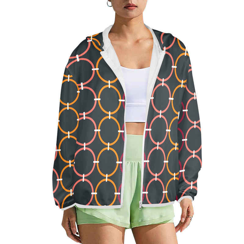colored rings print 6BC Women's Lightweight Sun Protection Hoodie (Model H62)