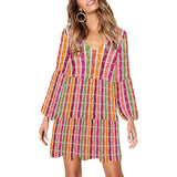 lifesaver colored print V-Neck Loose Fit Dress (Model D62)