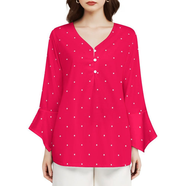 Women&#039;s V-Neck Petal Sleeve Blouse Petal sleeve top
