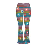 striped print 2B High Waist Crossover Tummy Control Flare Leggings