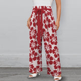 maroon solid print 2 Strappy Elastic Waist Wide Leg Pants with Pockets