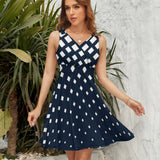 V-Neck Sleeveless Dress (NZ022)  Frocks