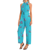 Halter Neck Buckle Belted Jumpsuit