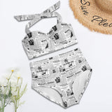 pants women suffrage 9k by 9k-Recovered Women's Halter Neck Gather Chest Bikini Swimsuit (Model S53)