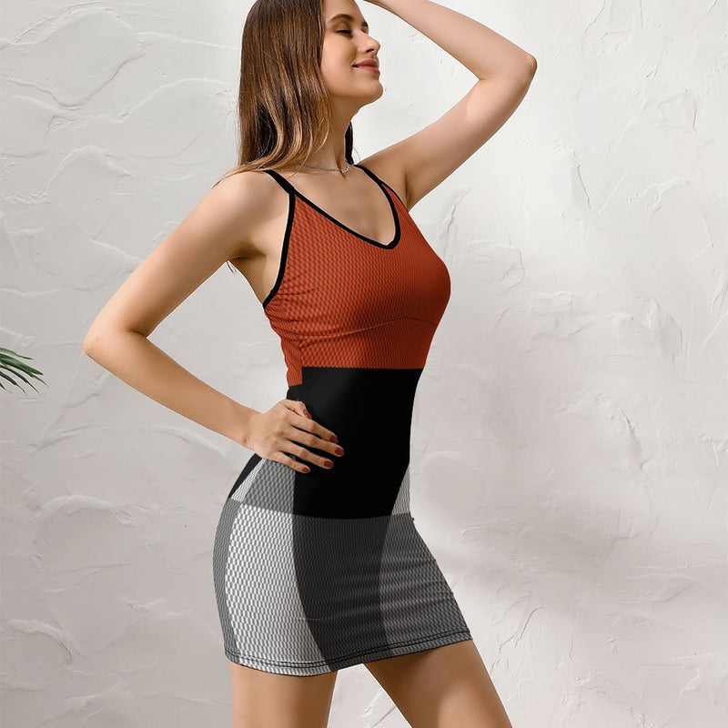 Color Block Sexy Spaghetti Strap Sling Dress