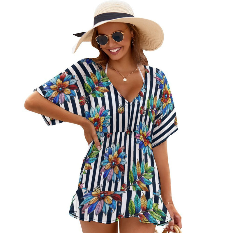 Stained Glass Striped Garden Cover Up Dress cover ups