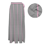 striped pink and black print Women's Long Knot Side Cover Up