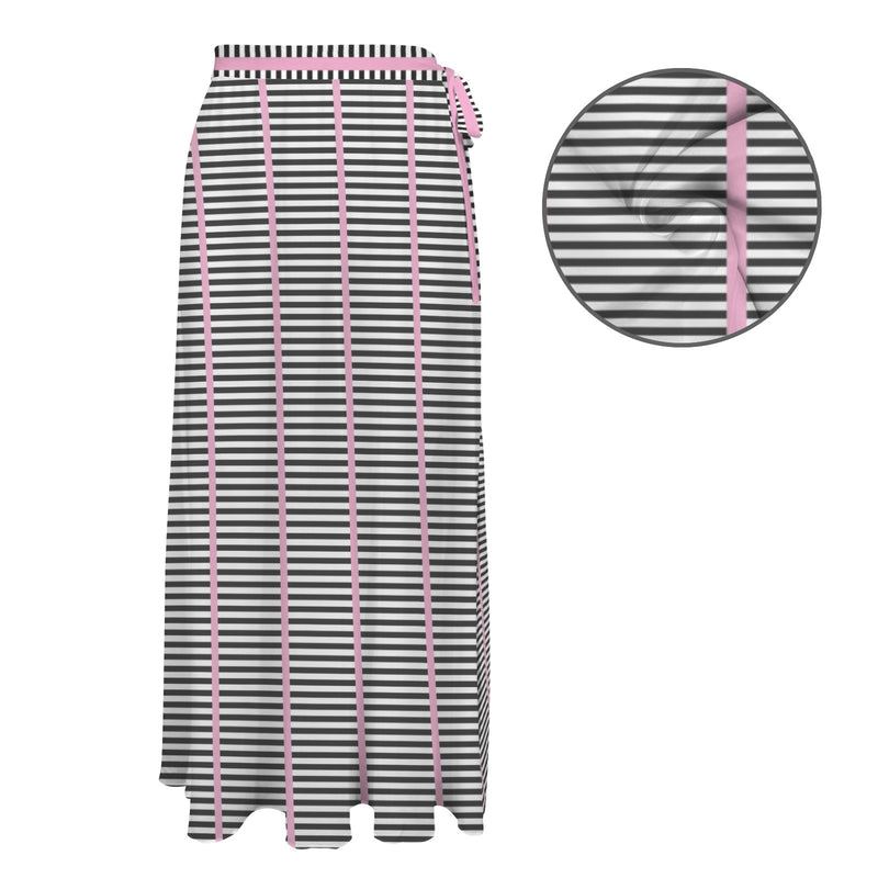 striped pink and black print Women's Long Knot Side Cover Up