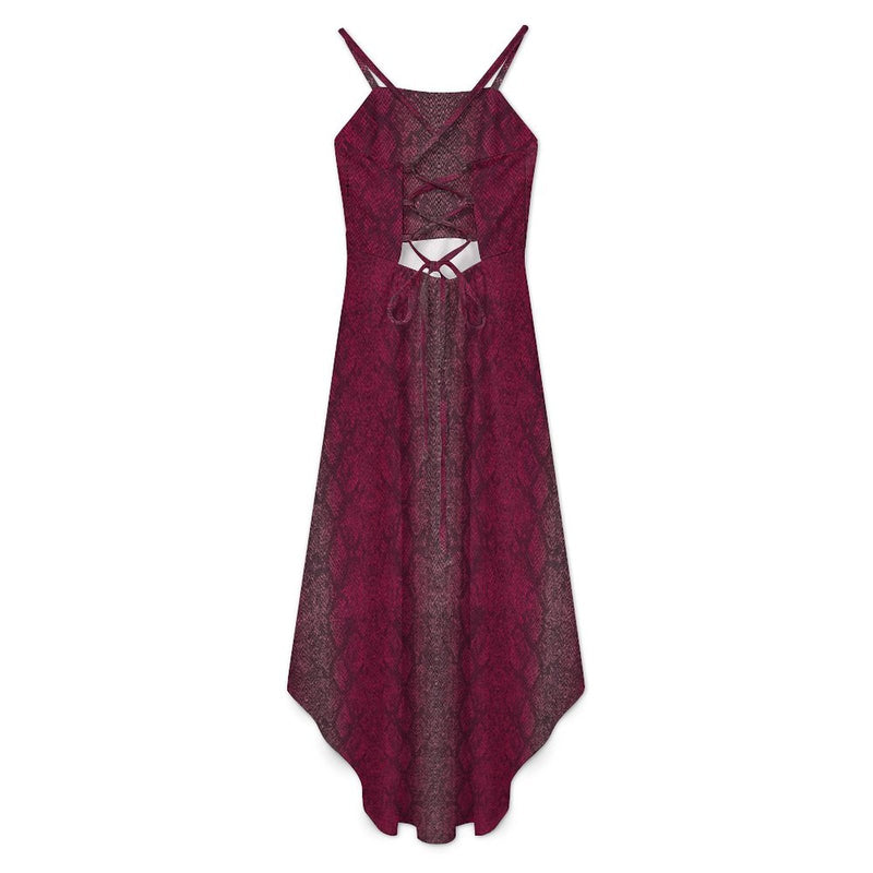 Women&#039;s High-Low Spaghetti Strap Dress Tailcoat skirt