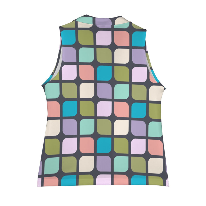 cut corner square print 3 Women's Sleeveless Blazer (Model H71)
