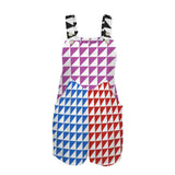 triangle black print Women's Pocket Bib Short Romper