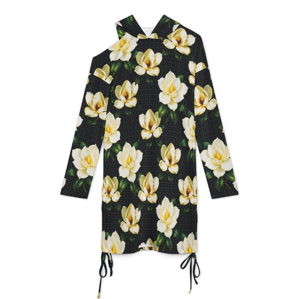 Long sleeved off shoulder skirt Off-Shoulder Hooded Dress
