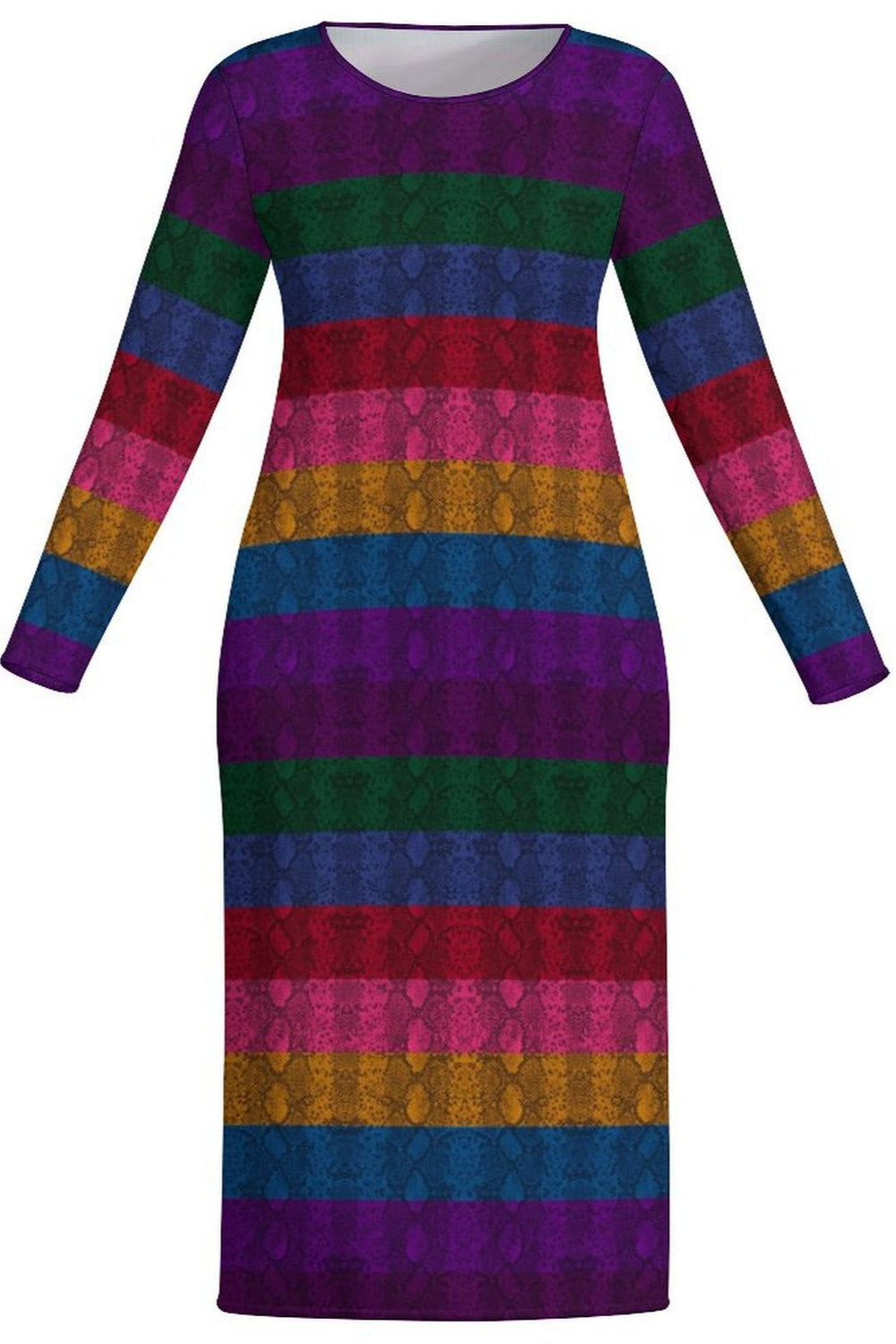 colorful long sleeve bodycon dress Multicolored Snakeskin Long Sleeve Bodycon Dress White / 7XL