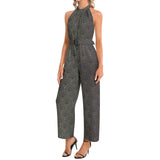 Halter Neck Buckle Belted Jumpsuit