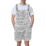 black word cloud on white print Unisex Shorts Suspender Jumpsuit (Model L78) - Objet D'Art