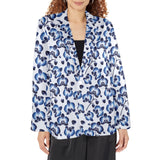 orchid print delft blue 2A Women's All Over Print Blazer (Model H64)