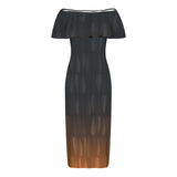 raindrop coke colors Women's Off Shoulder Ruffle Boat Neck Dress (Model D71)