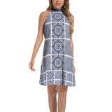 Tie Back Halter Neck Flared Dress