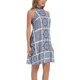 Tie Back Halter Neck Flared Dress