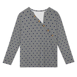 Women&#039;s Asymmetrical Neck Button-Up Shirt Long sleeved T-shirt