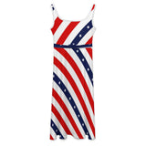 Stars and Stripes Tie Waist Sleeveless Dress