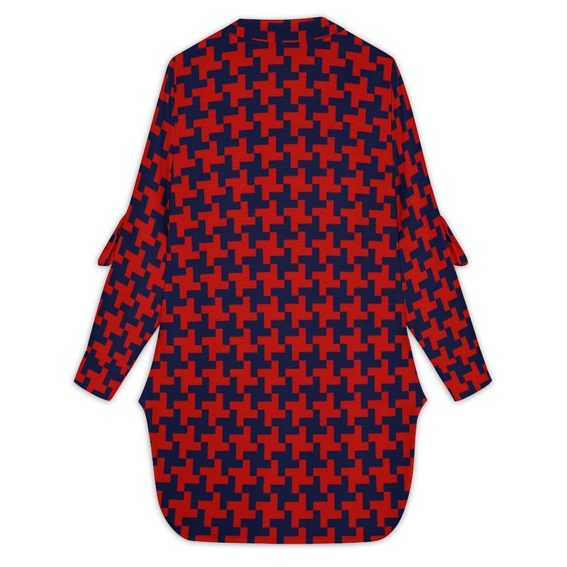 Houndstooth Women's Button Up Shirt Dress