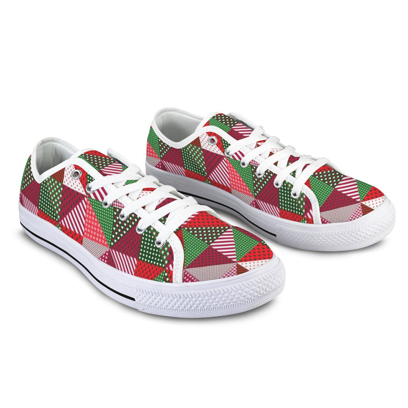 patchwork print xmas 4 Seattle Low Top Men's Shoes (Model 1013-6)