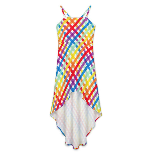 Women&#039;s High-Low Spaghetti Strap Dress Tailcoat skirt