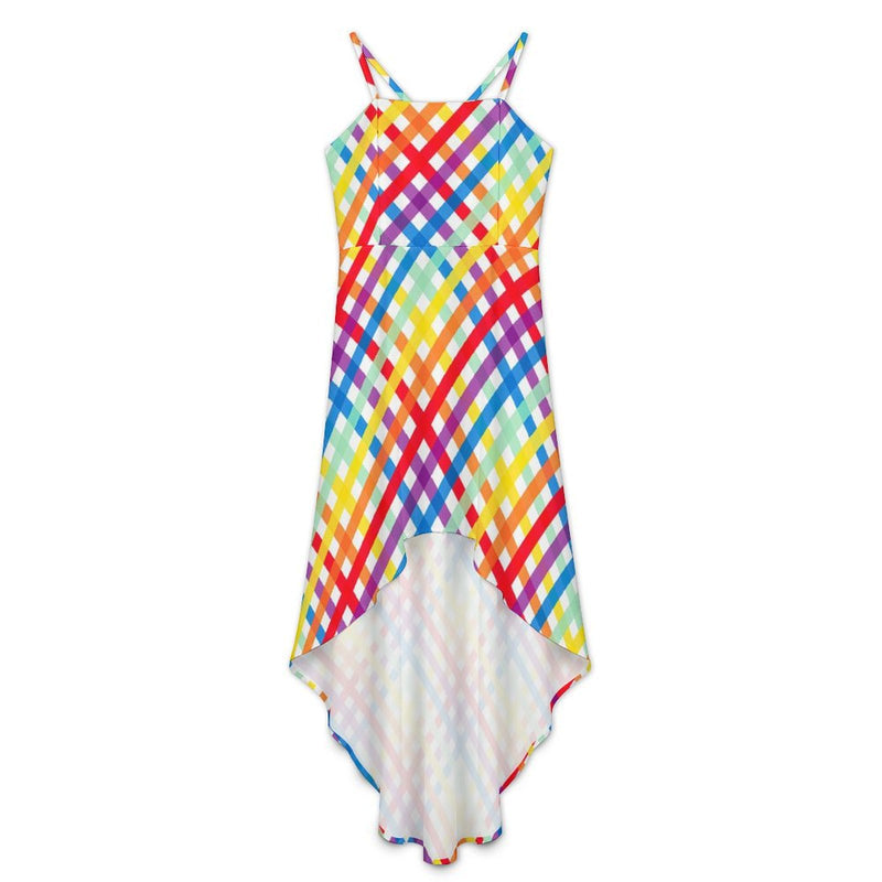 Women&#039;s High-Low Spaghetti Strap Dress Tailcoat skirt