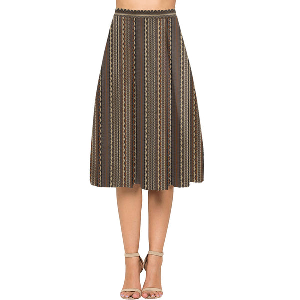 tribal print 2A Mnemosyne Women's Crepe Skirt (Model D16)