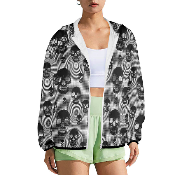 skull and bones print 30Z Women's Lightweight Sun Protection Hoodie (Model H62)