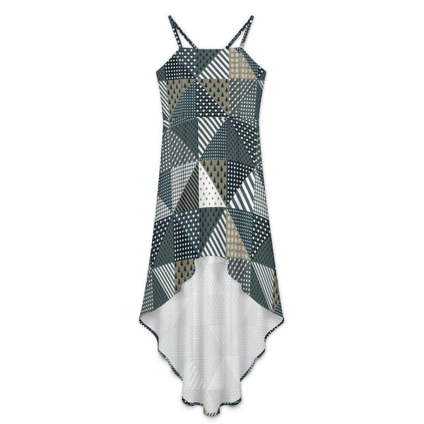 Women&#039;s High-Low Spaghetti Strap Dress Tailcoat skirt