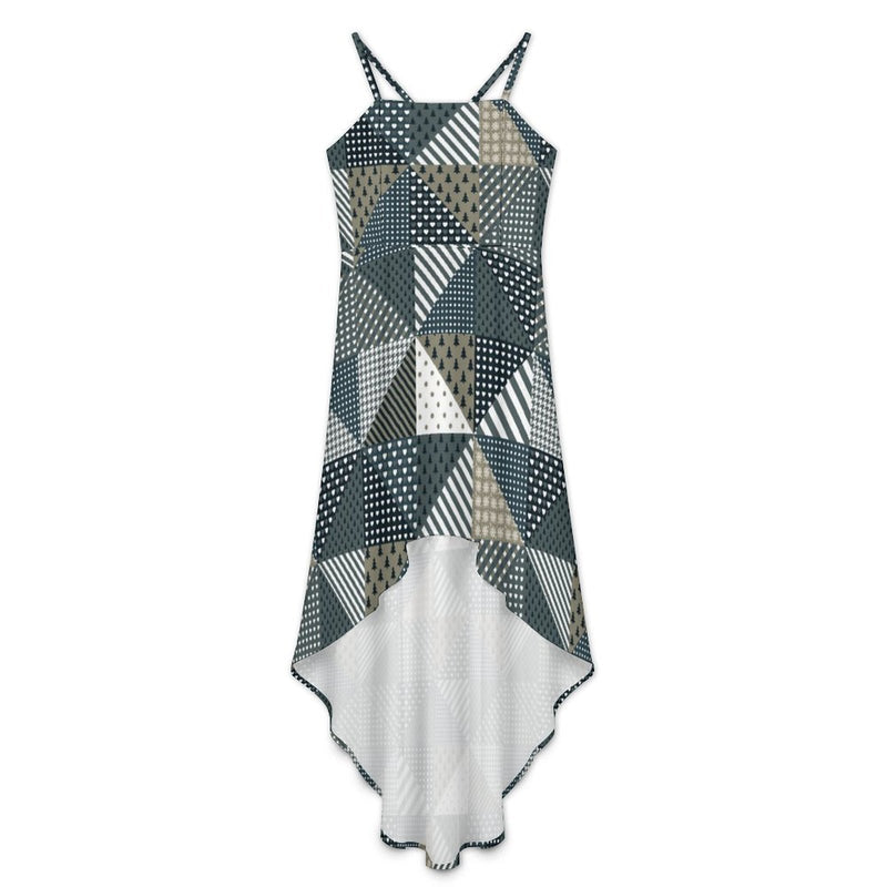 Women&#039;s High-Low Spaghetti Strap Dress Tailcoat skirt