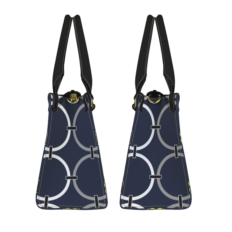 rings links print 10A PU Leather Handbag-Small (Model 1747)